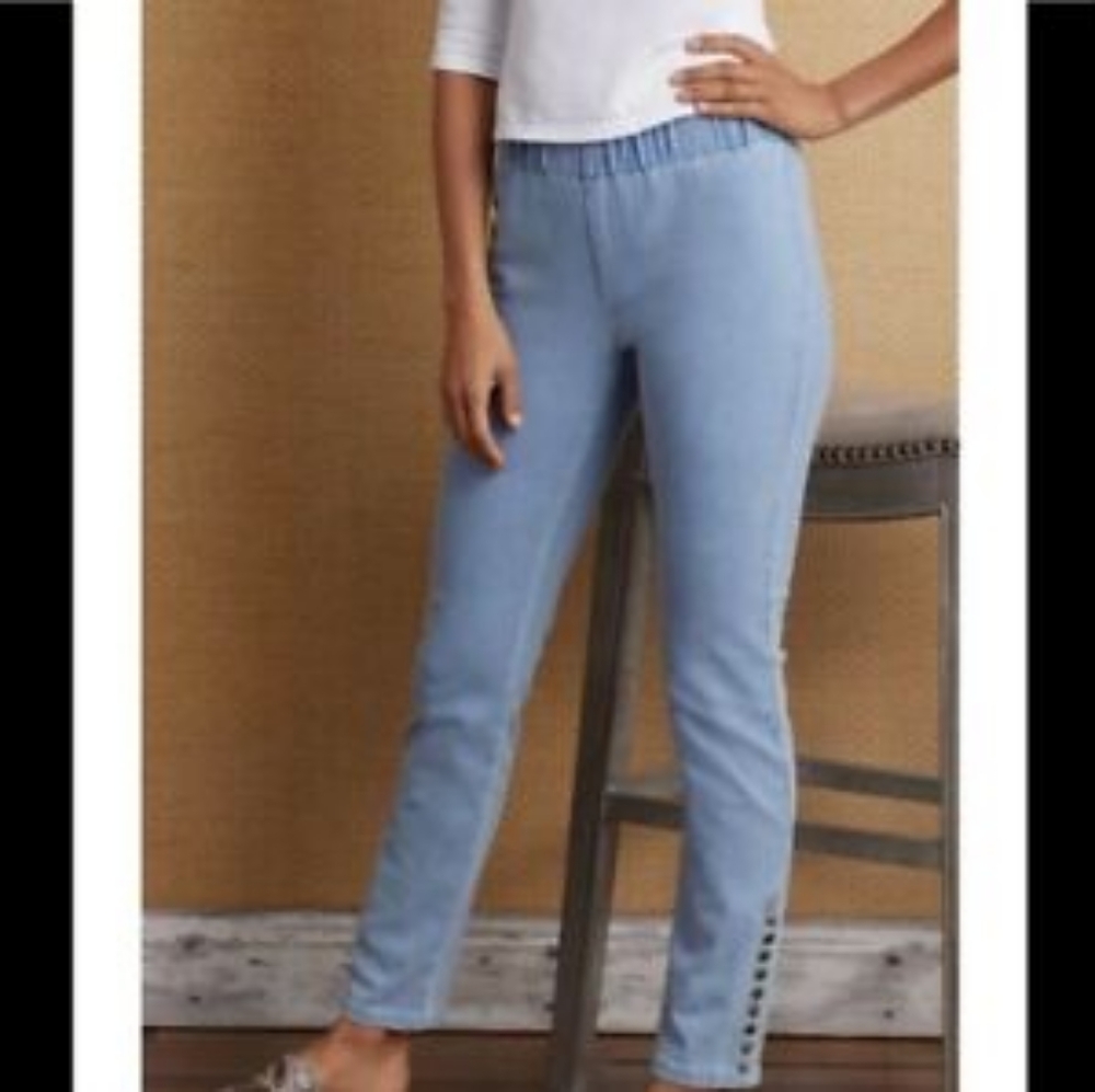 Soft Surroundings Pull On Jeans Metro ankle skinny - Picture 1 of 13